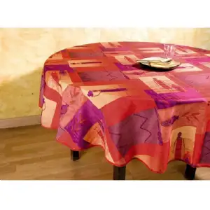 Nappe antiderapante  ronde-coquelicot