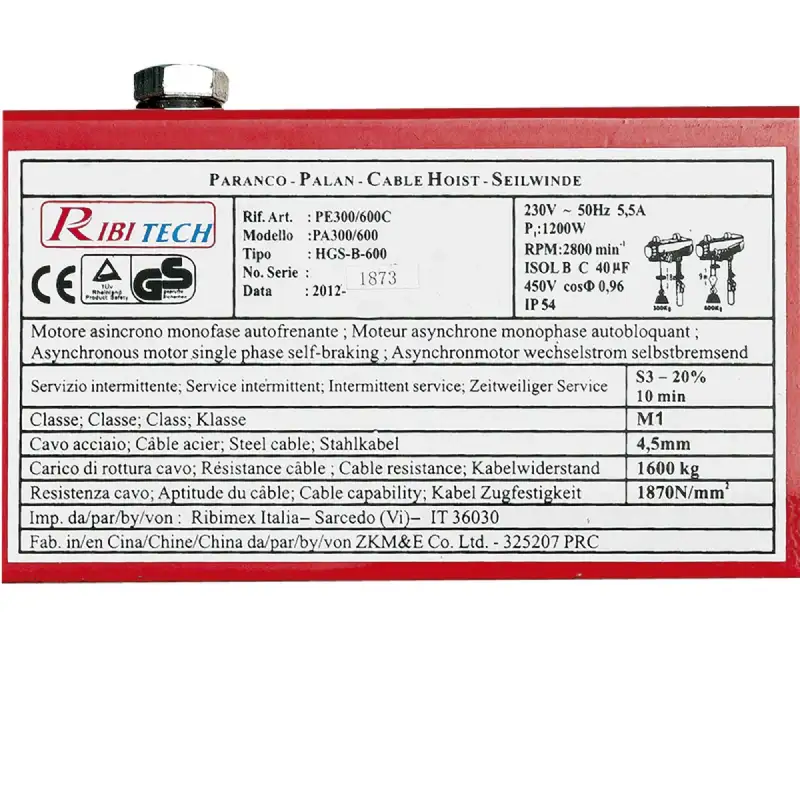 Palan électrique 1050w