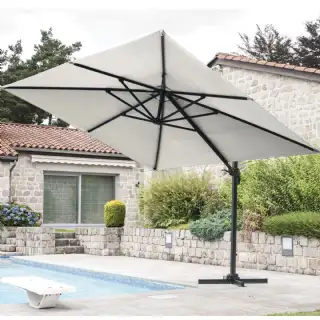 Parasol luxe aluminium à mât déporté  (300x300cm) Ozalide