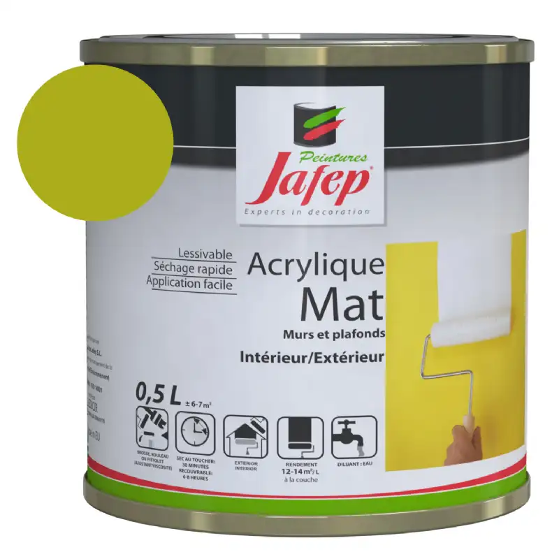 Peinture acrylique mat citron vert Jafep (0,5L)