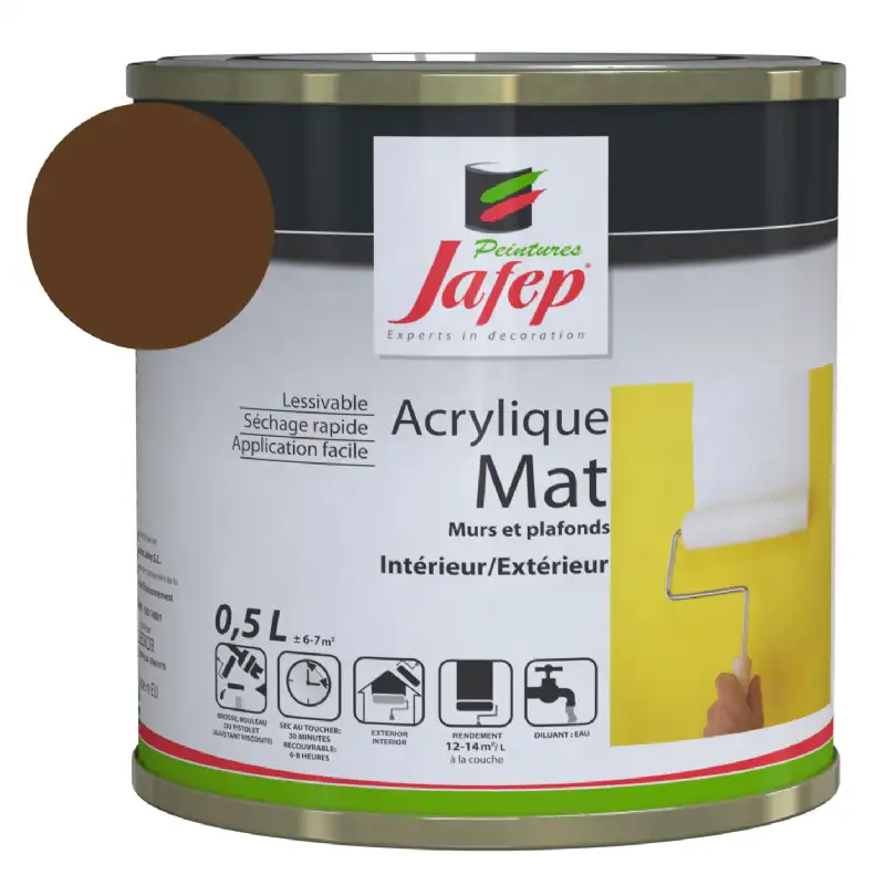 Peinture acrylique mate chocolat Jafep (0,5L)