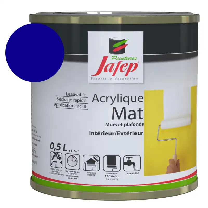 Peinture acrylique mate Bleu foncé Jafep (0,5l)