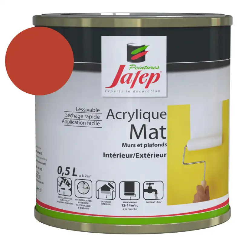 Peinture acrylique mat rouge vif Jafep