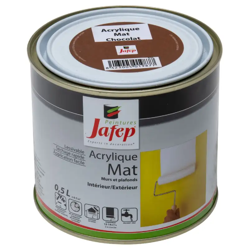 Peinture acrylique mate chocolat Jafep (0,5L)