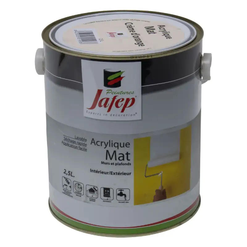 Peinture acrylique mat crème d'orange Jafep (2,5L)