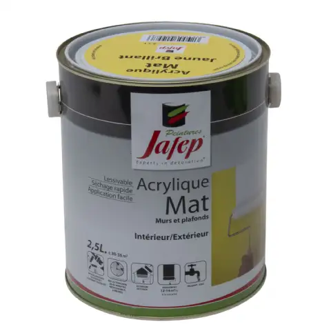 Peinture acrylique mat jaune brillant Jafep (2,5L)