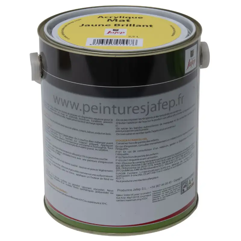 Peinture acrylique mat jaune brillant Jafep (2,5L)