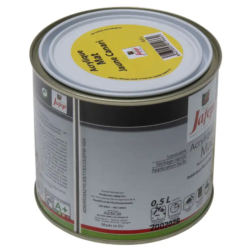 Peinture acrylique mate jaune canari Jafep (0,5L)