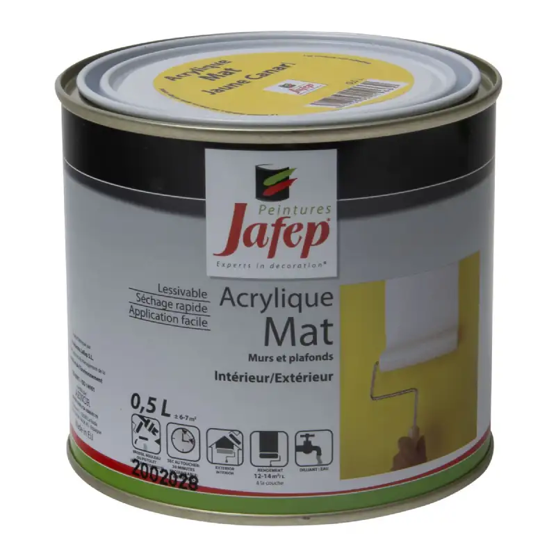 Peinture acrylique mate jaune canari Jafep (0,5L)