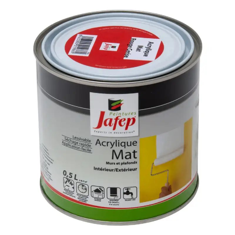 Peinture acrylique mat rouge cerise Jafep (0,5L)