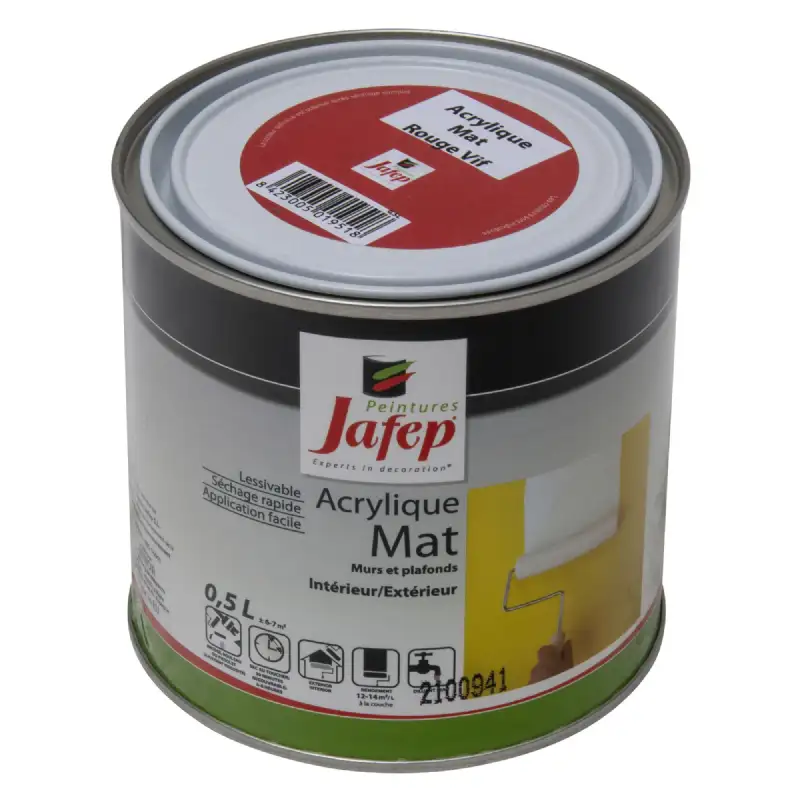 Peinture acrylique mat rouge vif Jafep