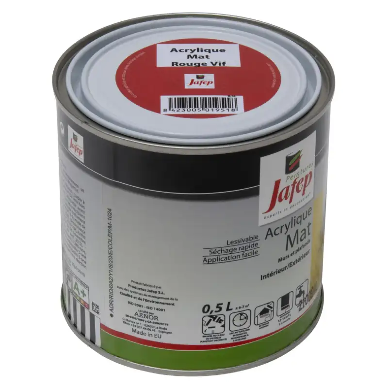 Peinture acrylique mat rouge vif Jafep