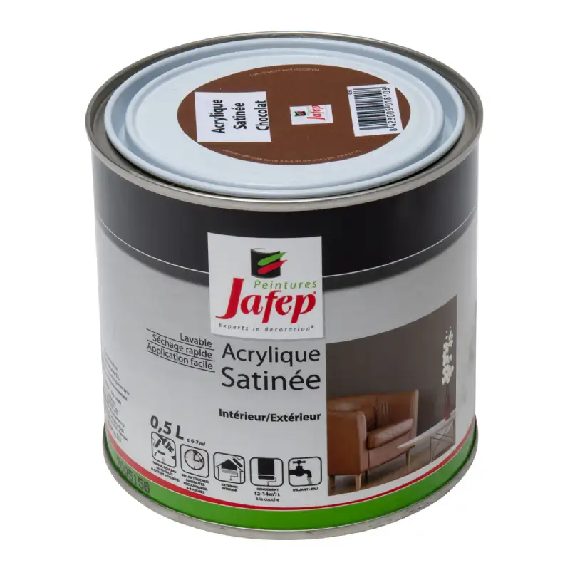 Peinture acrylique satinée chocolat (0,5l)