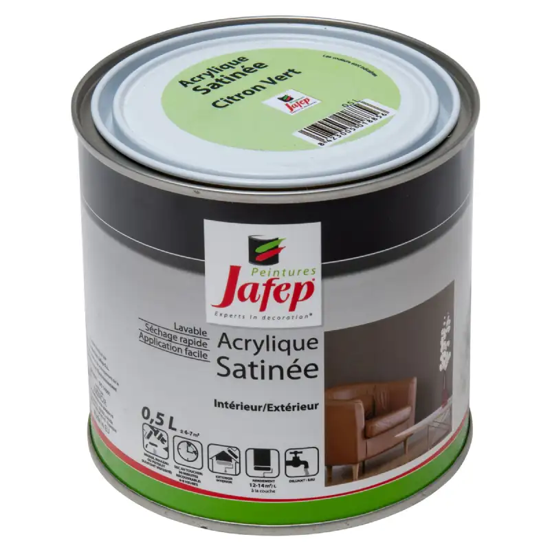 Peinture acrylique satinée citron vert 0,5l Jafep