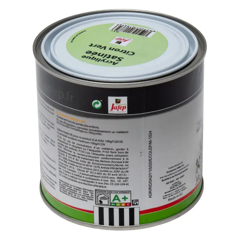 Peinture acrylique satinée citron vert 0,5l Jafep