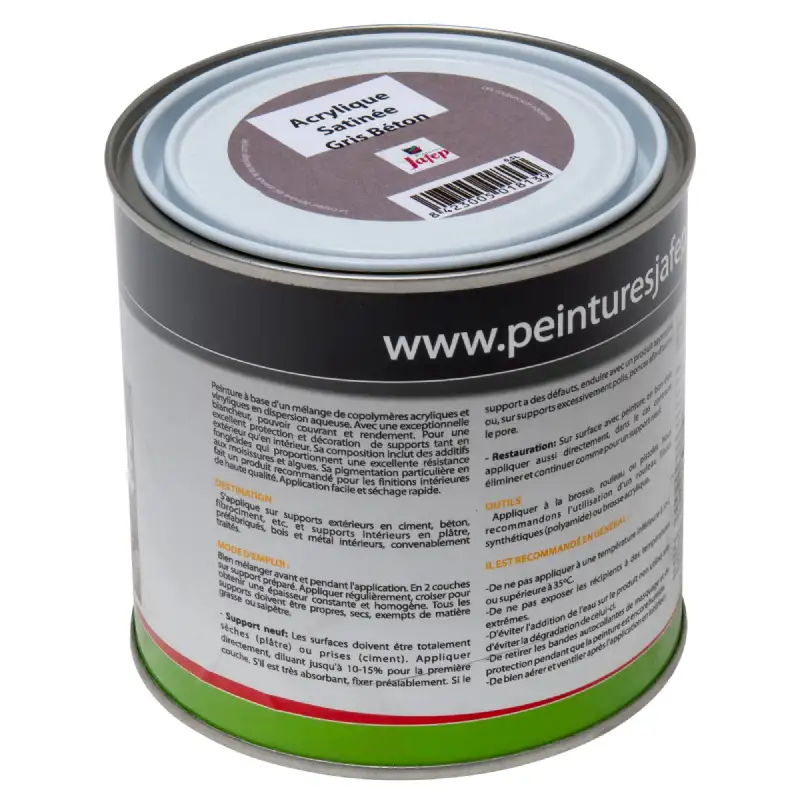 Peinture acrylique satinée gris béton Jafep (0,5l)