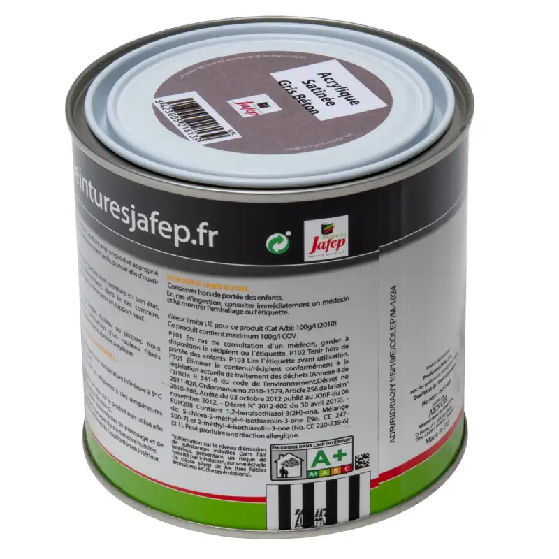 Peinture acrylique satinée gris béton Jafep (0,5l)