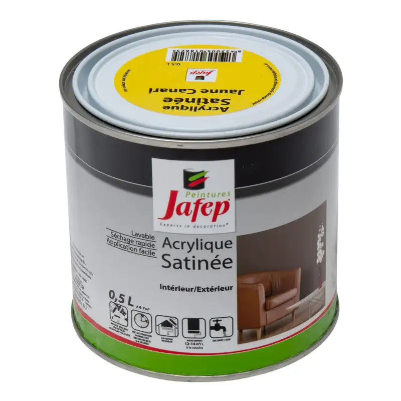 Peinture acrylique satinée jaune canari Jafep