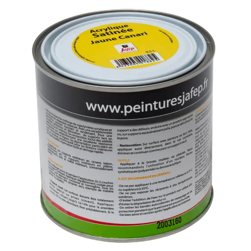 Peinture acrylique satinée jaune canari Jafep