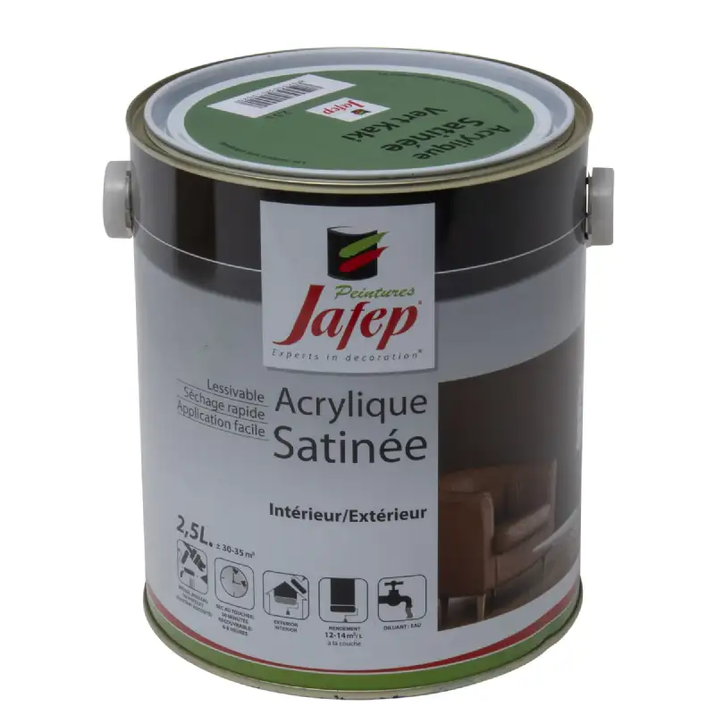 Peinture acrylique satinée vert kaki Jafep (2,5l)