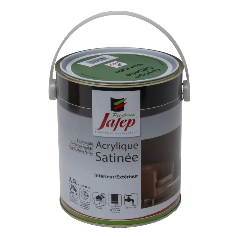 Peinture acrylique satinée vert kaki Jafep (2,5l)