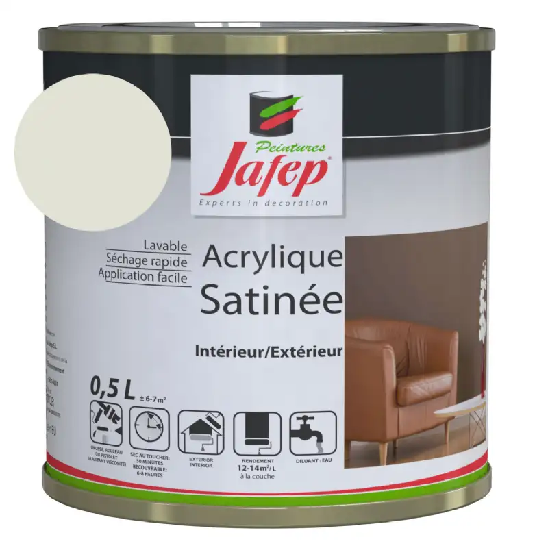 Peinture acrylique satinée ivoire Jafep