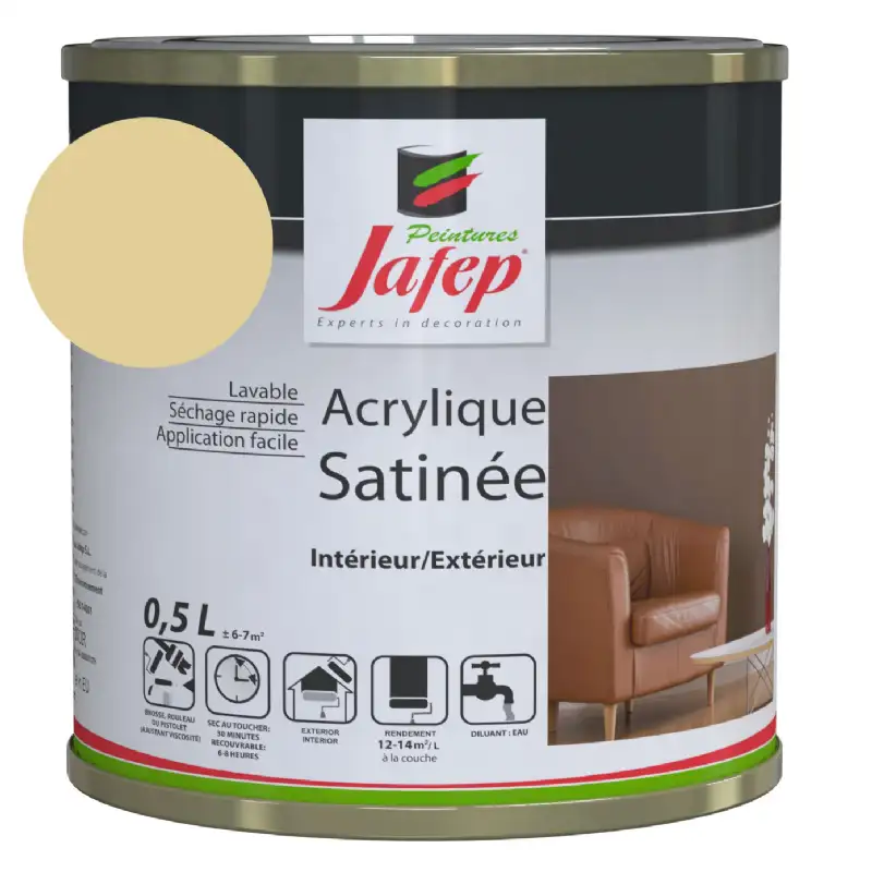 Peinture acrylique satinée vanille Jafep