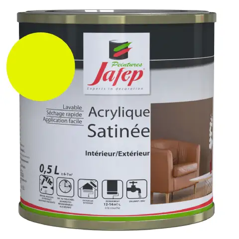 Peinture acrylique satinée jaune canari Jafep