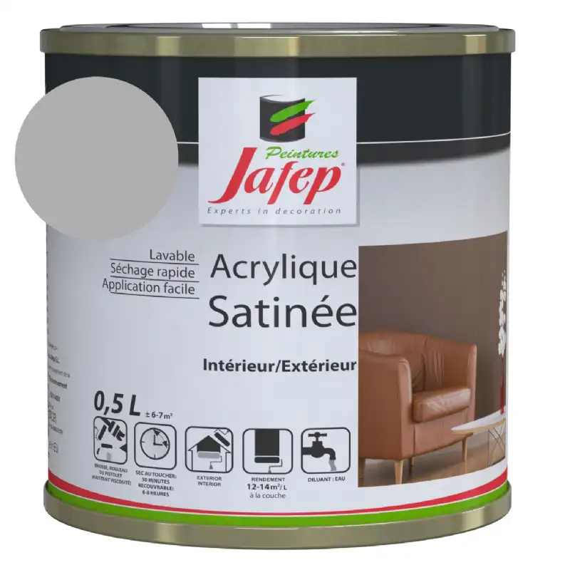 Peinture acrylique satinée gris acier Jafep (0,5l)