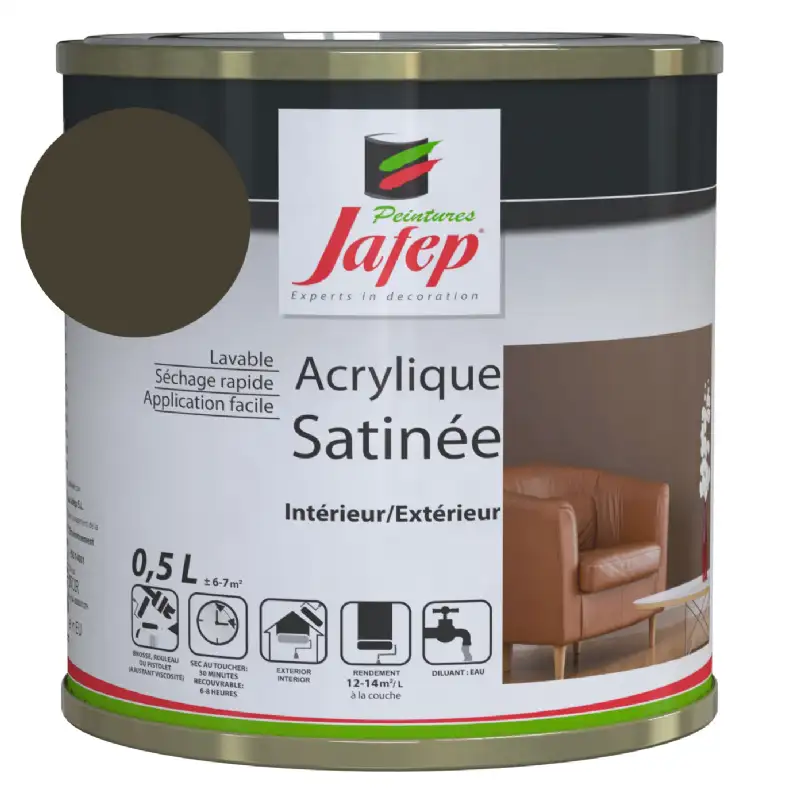 Peinture acrylique satinée taupe Jafep (0,5l)