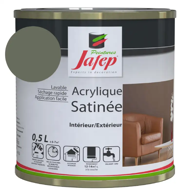 Peinture acrylique satinée gris béton Jafep (0,5l)