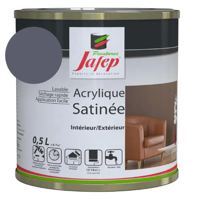 Peinture acrylique satinée gris ardoise Jafep (0,5l)