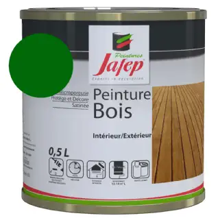 Peinture bois vert printemps 0,5l Jafep