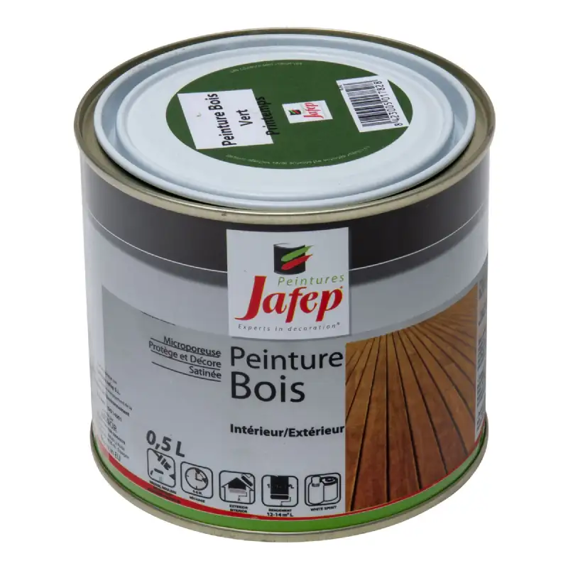 Peinture bois vert printemps 0,5l Jafep