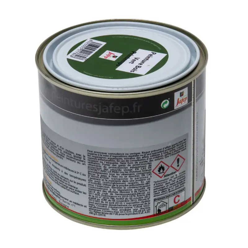 Peinture bois vert printemps 0,5l Jafep