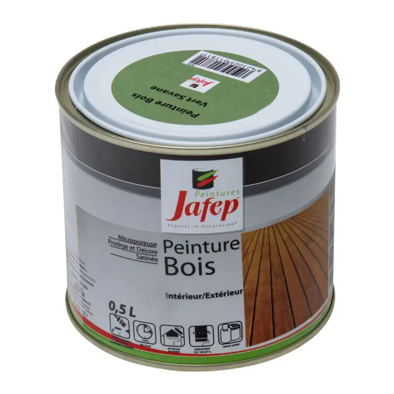 Peinture bois vert savane 0,5l Jafep