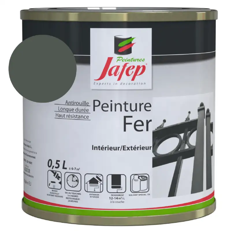 Peinture fer antirouille vert saule  0,5L