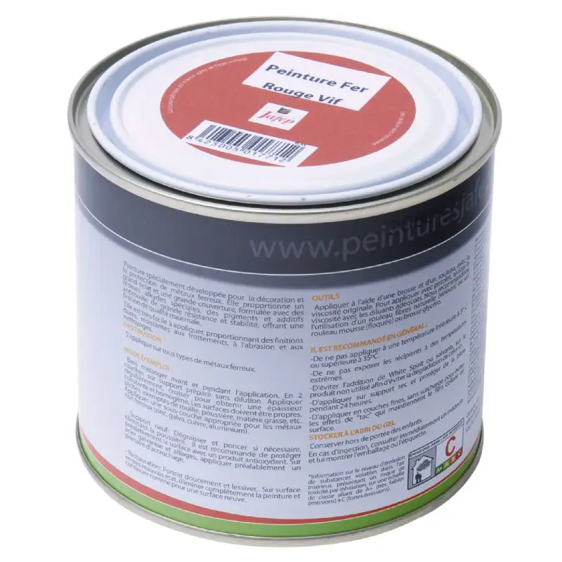 Peinture fer antirouille rouge vif Jafep