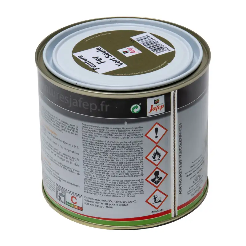 Peinture fer antirouille vert saule  0,5L