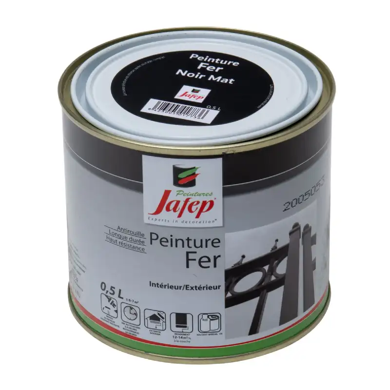 Peinture fer antirouille noir mat Jafep