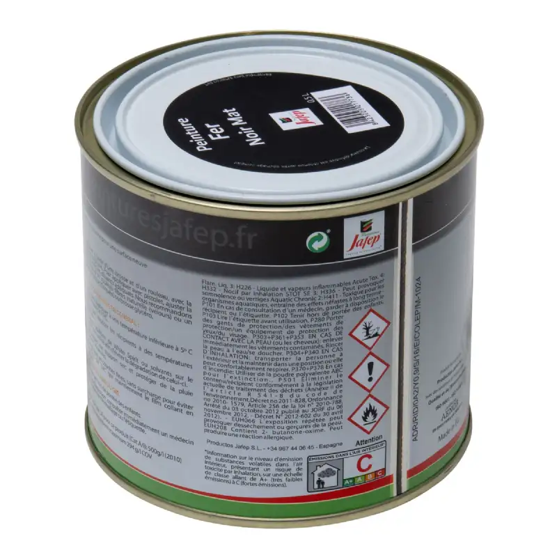 Peinture fer antirouille noir mat Jafep