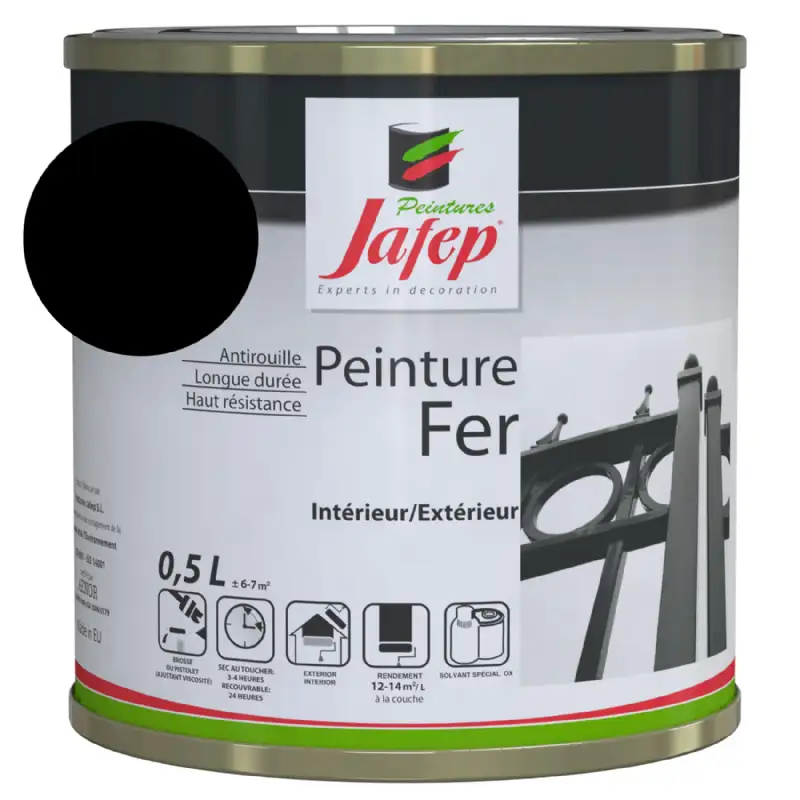 Peinture fer antirouille noir mat Jafep