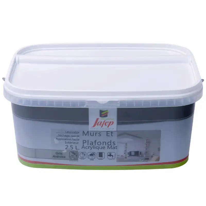 Peinture mur et plafond acrylique mat gris ardoise (2,5L) Jafep