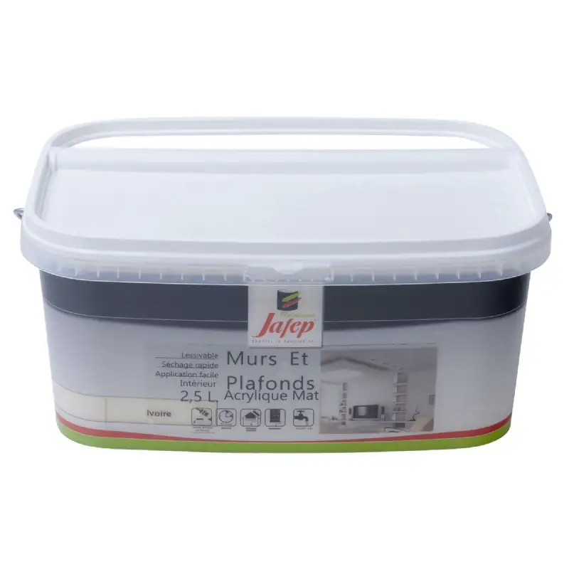 Peinture mur et plafond acrylique mat ivoire (2,5L) Jafep