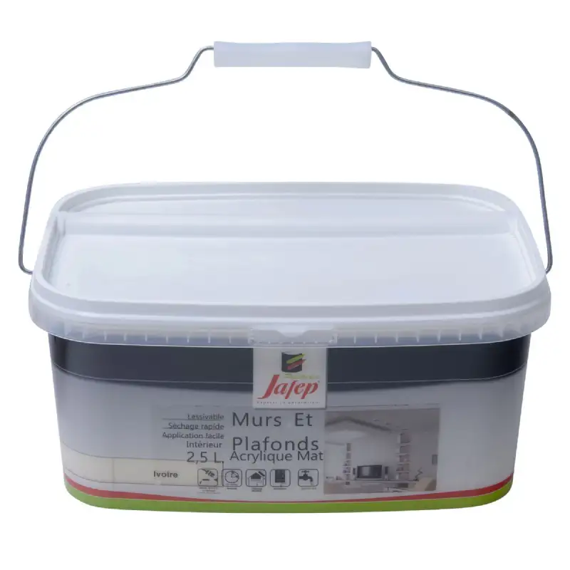 Peinture mur et plafond acrylique mat ivoire (2,5L) Jafep