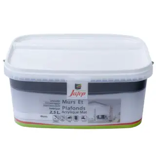 Peinture mur et plafond acrylique mat blanc (2,5L) Jafep