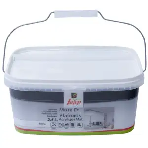 Peinture mur et plafond acrylique mat blanc (2,5L) Jafep