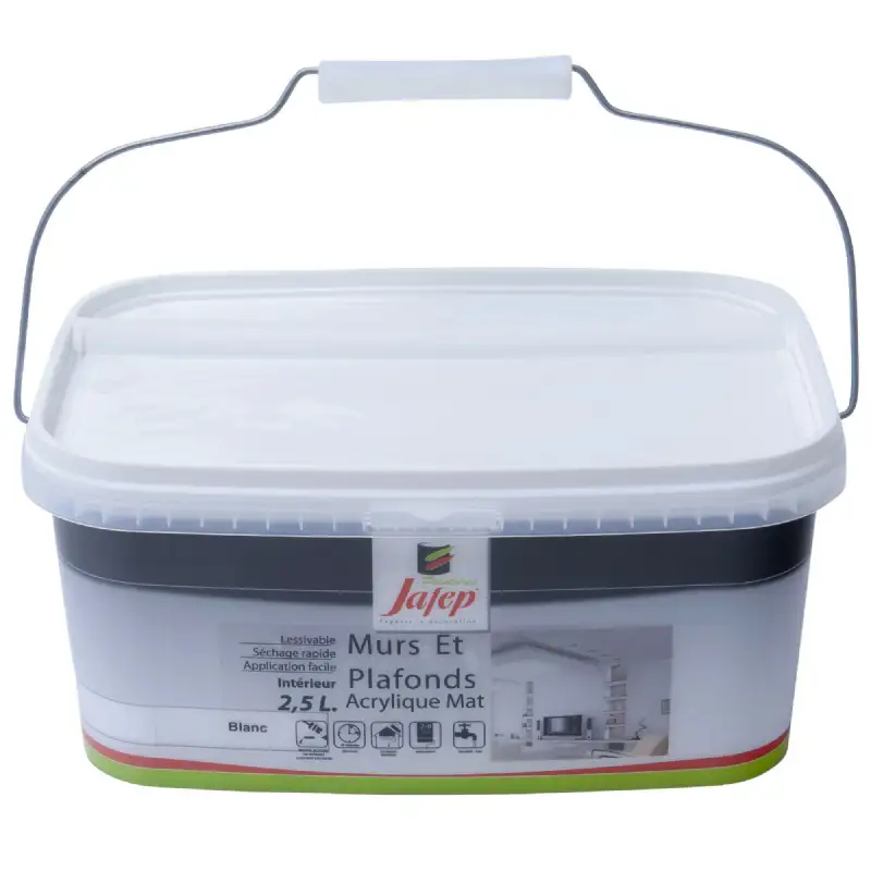 Peinture mur et plafond acrylique mat blanc (2,5L) Jafep