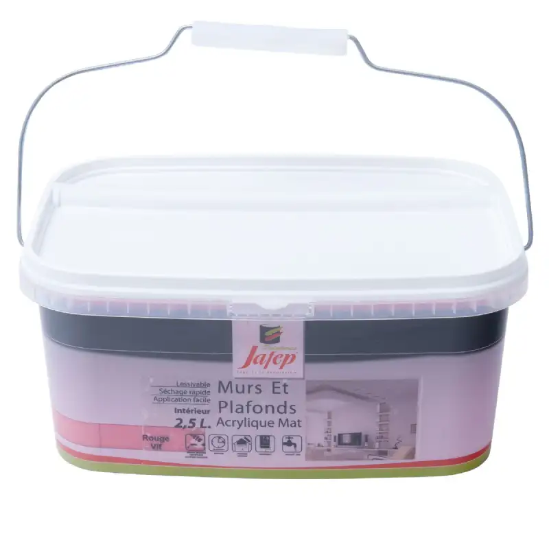 Peinture mur et plafond acrylique mate rouge vif (2,5L) Jafep