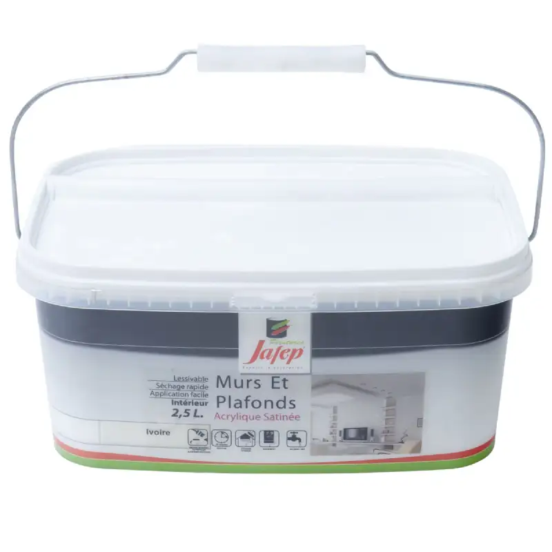 Peinture mur et plafond satinée ivoire (2,5L) Jafep